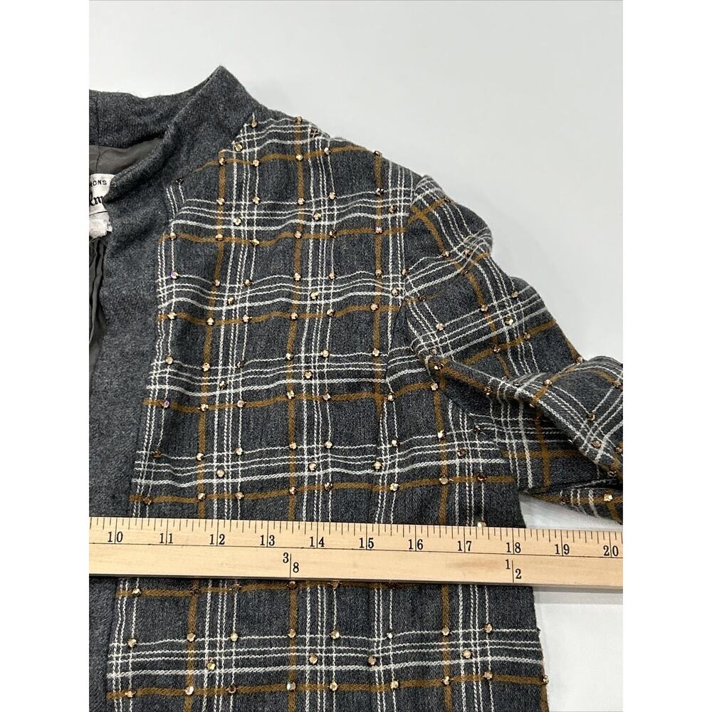 Vintage Elinor Simmons Malcolm Starr Womens Size 14 Gray Sequin Coat Lagenlook - Picture 10 of 13